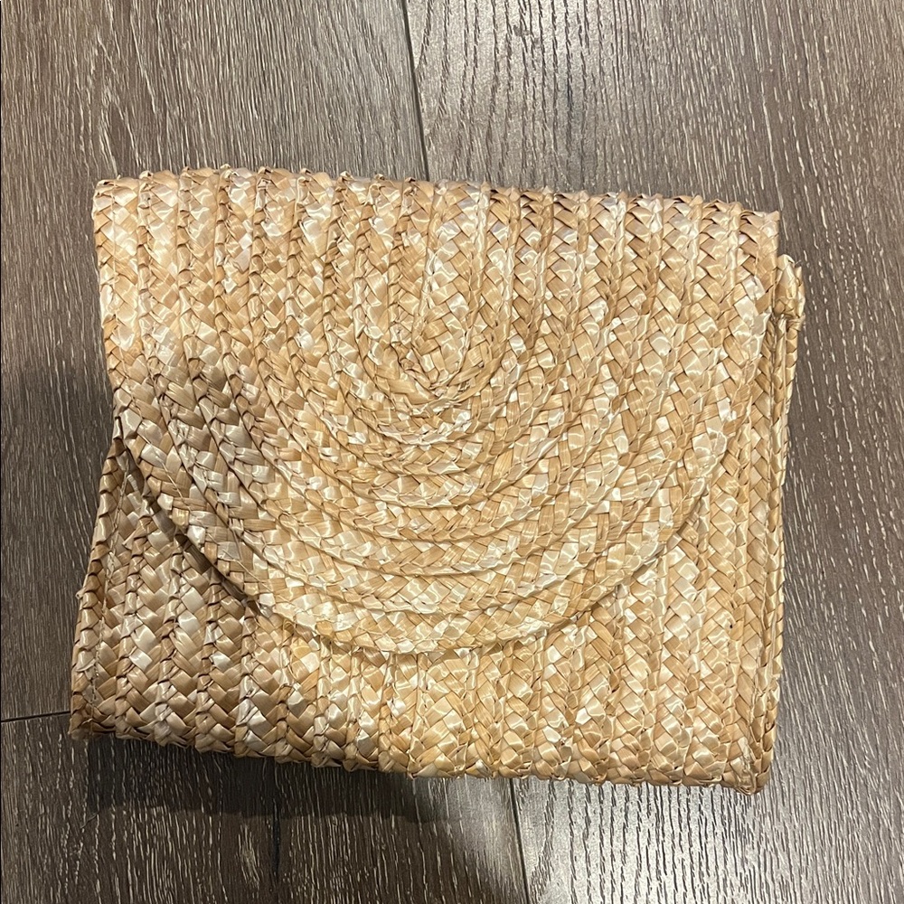 Woven Tan Clutch Bag